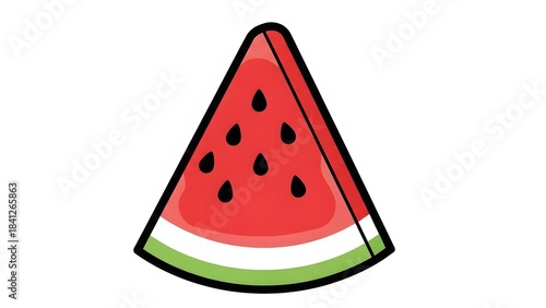 Slice of watermelon with seeds, isolated on white
