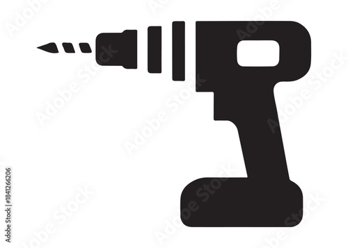 drill machine logo silhouette vector, power drill silhouette vector illustration, construction tool logo silhouette, drilling machine logo silhouettes vector on white background