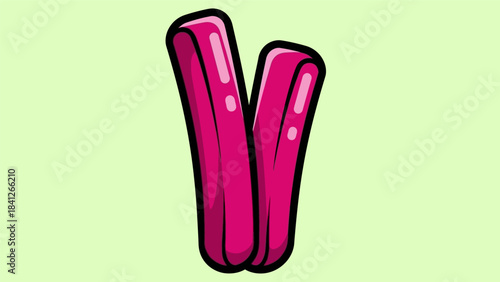 Stylized Letter V Illustration with Bold Pink and Black Outline.