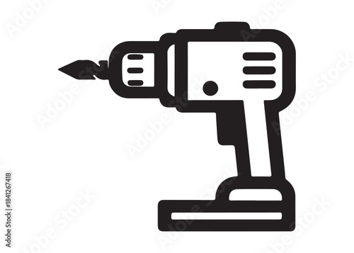 drill machine logo silhouette vector, power drill silhouette vector illustration, construction tool logo silhouette, drilling machine logo silhouettes vector on white background