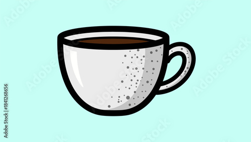 Illustration of a White Coffee Cup with Dark Coffee.