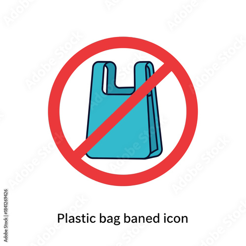 Prohibition of plastic bags icon for ecological environmental protection