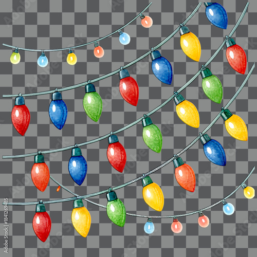 Colorful christmas string lights garland decoration holiday festive season