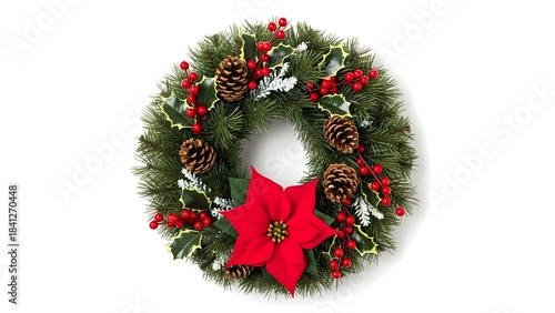christmas wreath on white background