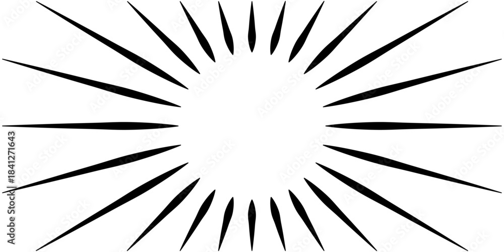 Fototapeta premium Black and White Radial Sunburst Lines Isolated on White Background for Comic Book and Pop Art Design