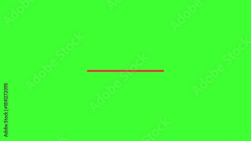 Simple red horizontal line animation element centered on a vibrant green screen background for editing