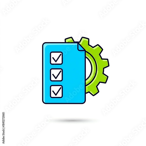 Settings checklist icon, gear and checklist