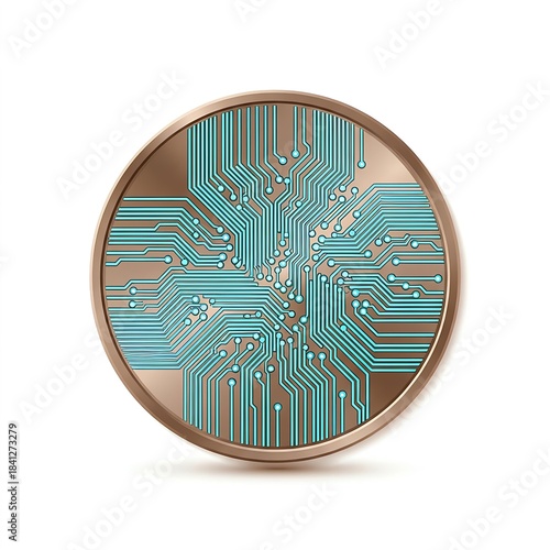 Circuit Board Pattern on Copper Background