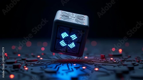 Dark futuristic abstract advanced technology concept composition