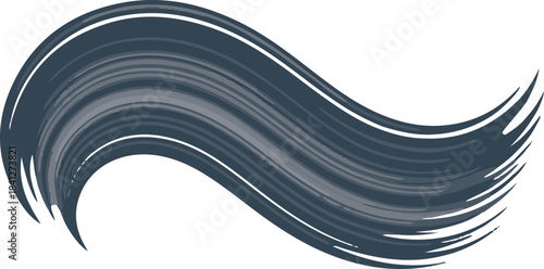 Abstract wave dark gray blue stroke for hair cosmetics or shampoo, paint smear texture art, background element