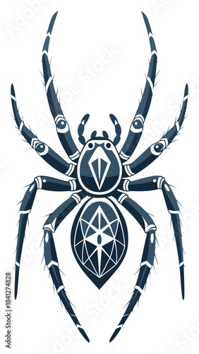 Decorative blue Spider with Flower Mandala Illustration