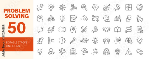 Problem Solving icon set. Editable line icons. Vector illustration.