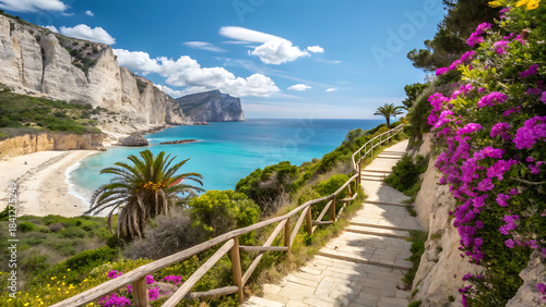 Fototapeta Naklejka Na Ścianę i Meble -  tropical beach with palm trees