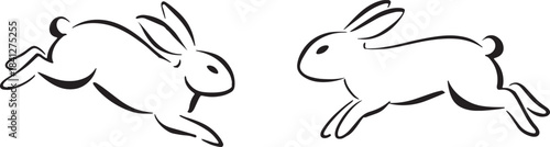 Vector illustration of an eagle, bird, and angel alongside a cartoon vector illustration of a cute bunny rabbit character for a fun design