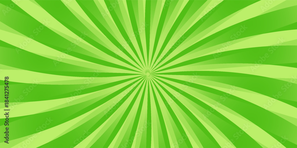 Fototapeta premium Simple Gradient Green Blank Horizontal Plain Background With Vibrant Starburst Radiance Flares Effect