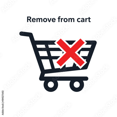 Shopping cart with a cancellation symbol indicating removal from cart process