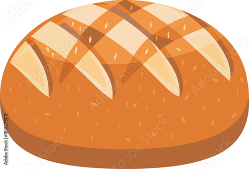 Orange loaf pan with baked bread icon