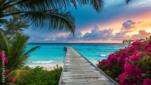 Fototapeta Naklejka Na Ścianę i Meble -  tropical beach with tropical island