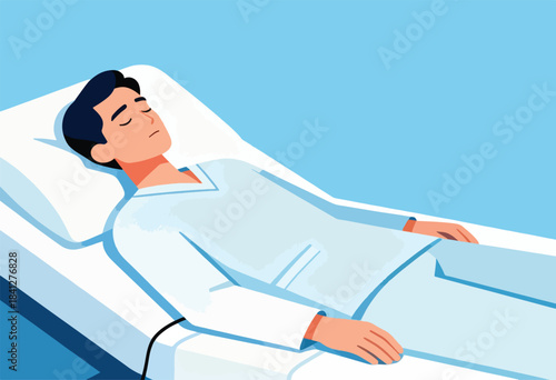 Man resting in a hospital bed