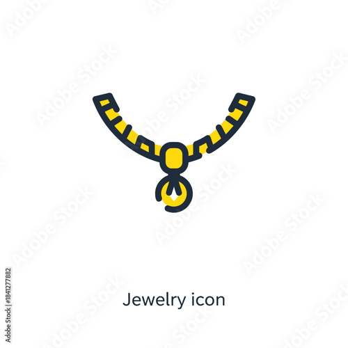 Modern golden necklace icon with euro symbol pendant on white background