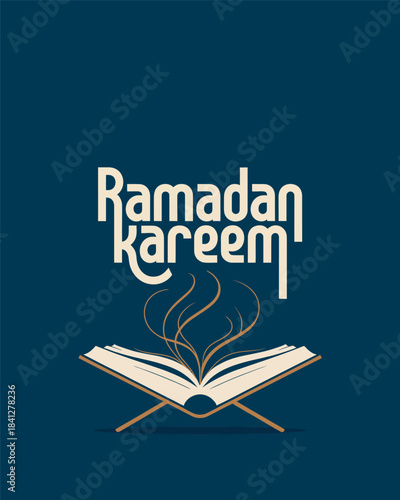 Ramadan Kareem Greeting with Quran and Islamic design