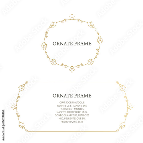 Ornate frame design with floral details located in a simple layout showing space for text