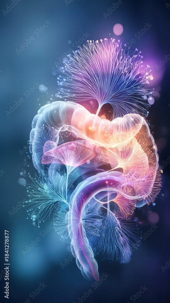 Fototapeta premium Colorful Abstract Representation of Human Intestine and Digestive System