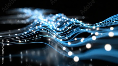 Digital Network: A captivating display of interconnected data streams, evoking the dynamic flow of information and technological advancements, shimmering with an ethereal glow.