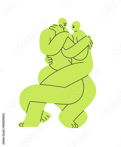 Abstract romantic couple. Two human bodies entwined together, figures intertwined in intimate embrace. Love, close relationship concept. Flat vector illustration isolated on white background