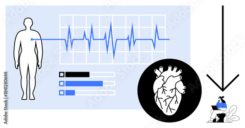 Health monitoring concept. Health measurements and cardiology visuals heart health assessment and technology. Health significance in tracking and analyzing biometric data. For healthcare, cardiology