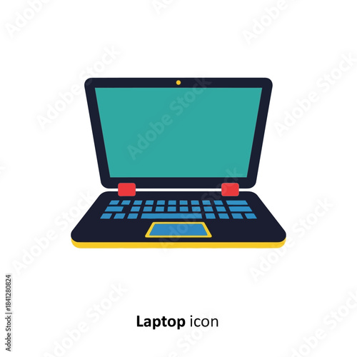 Stylized representation of a personal laptop computer offering portability
