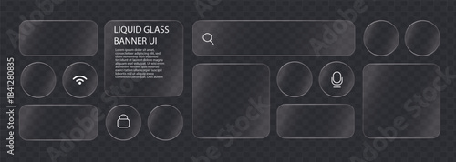 Liquid glass smartphone icon interface isolated for dark theme. Liquid glass smartphone interface icons for dark themes. A collection of modern, liquid glass style icons designed for smartphone interf