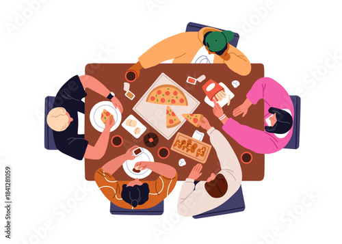 People dining together. Young friends gathering, meeting, sitting at dinner t...