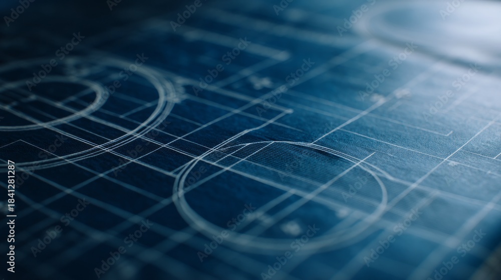 Obraz premium This detailed architectural blueprint displays white lines on a deep blue background, showcasing precise measurements and designs. Each section highlights innovative ideas in structure and space