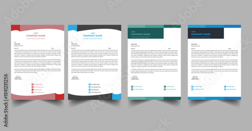 Clean and professional corporate company business letterhead template design with color variation bundle