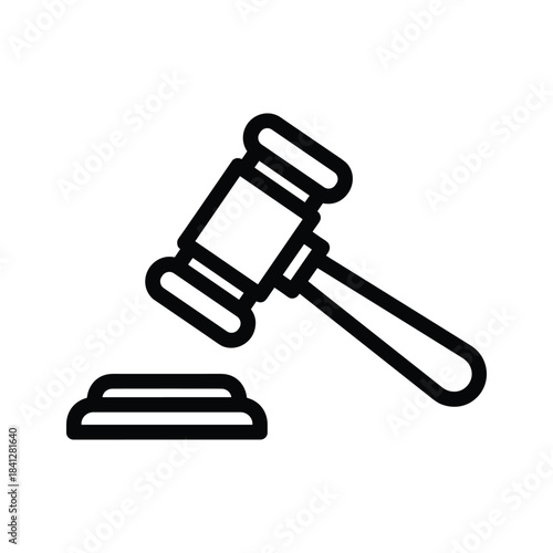 Gavel icon representing judicial authority auction bidding or court proceedings line art style