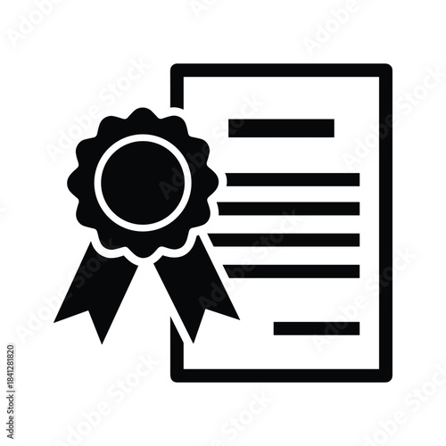 Diploma certificate icon representing formal achievement document quality assurance and official verification of completion