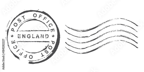 Postage stamp United Kingdom. Rubber postal stamp UK. Vintage vector illustration in grunge style.