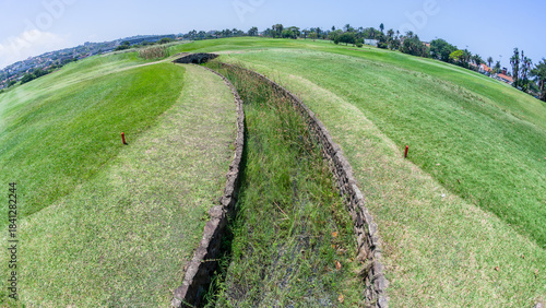 Golf Course Water Weir  Hazard Fairways Overlooking Green Summer Landscape