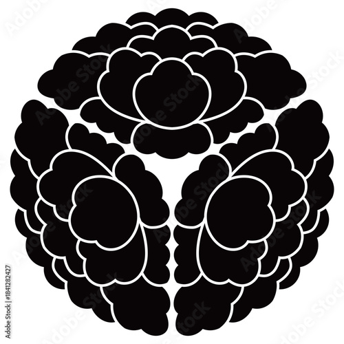 家紋です。三つ落ち牡丹といいます。