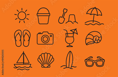 summer icons set