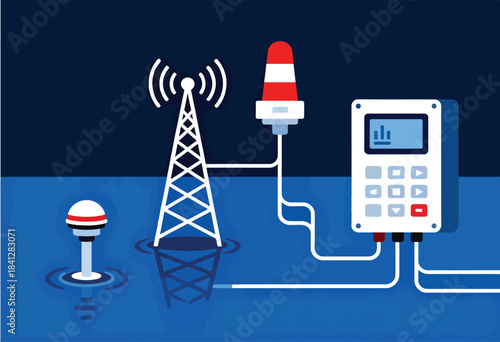 Coastal monitoring system with buoys and data logger