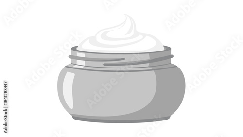 A gray and white illustration of a jar of cream on a plain white background
