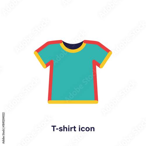 Colorful minimalistic graphic of a t-shirt with bright edging and design
