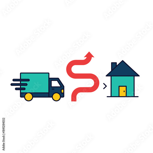 Last Mile Delivery Concept Illustrating Home Delivery Logistics Process