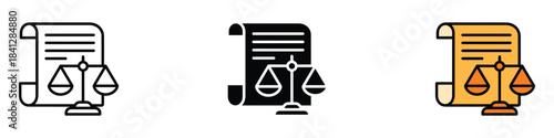 Legal Document icon vector. jurisprudence fairness and adherence to established laws symbol. vector illustration.
