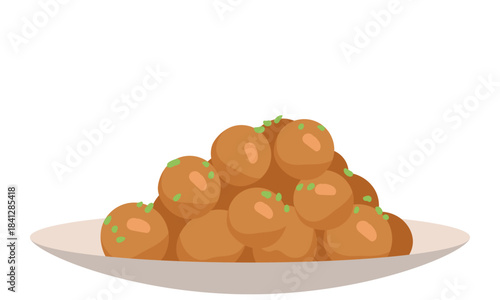 Crispy falafel balls served on a plate, garnished with herbs, ideal for Middle Eastern cuisine concepts, healthy food, or vegetarian meal themes, isolated on white background vector illustration