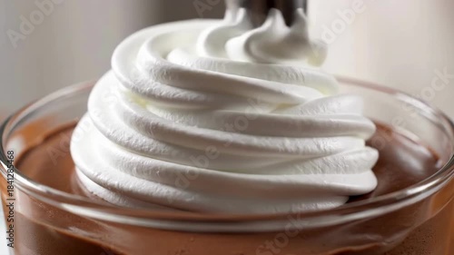 Creamy hot chocolate topped with fluffy whipped cream creating a delightful treat for winter