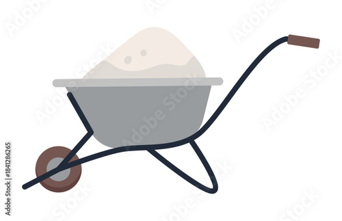 Isolated wheelbarrow filled with salt for industrial or agricultural production on white background vector illustration