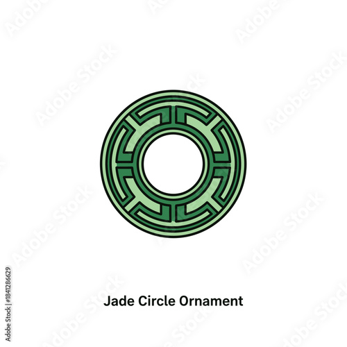 Geometric Jade Green Circle Design with Labyrinth Pattern Aesthetic Artwork